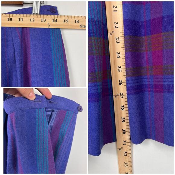 Vintage Pendleton100% Virgin Wool Skirt Suit Set12 Women purple 2 piece made usa - Picture 10 of 12